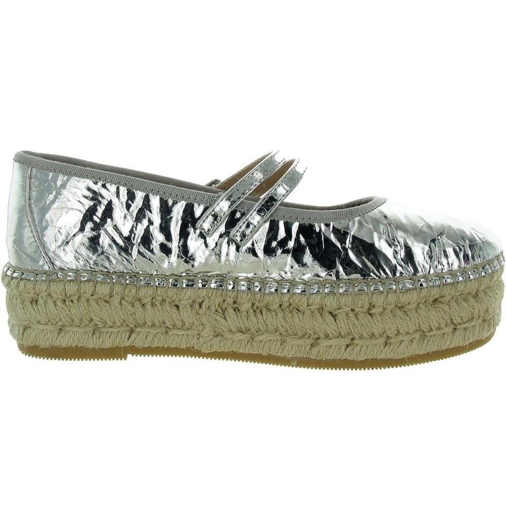 Steve Madden Brinn Silver Espadrille Platform Shoes